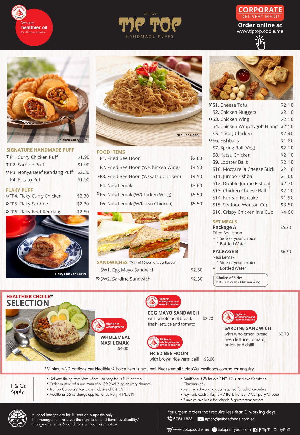 Tip Top Corporation Delivery Menu